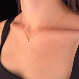 14 Ayar Altın Küp Zincir Kalp Kolye