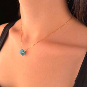 14 Ayar Altın Küp Zincir Uğurlu Kolye