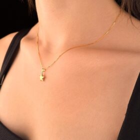 14 Ayar Altın Küp Zincir Yıldız Kolye