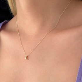 14 Ayar Altın L Harfli Kolye