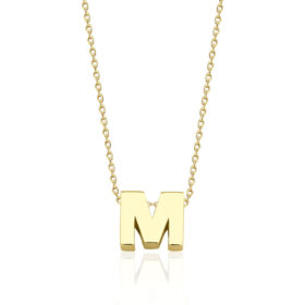14 Ayar Altın M Harfli Kolye