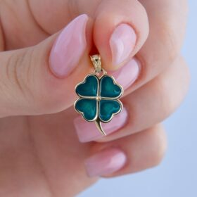 14 Ayar Altın Midi Yonca Kolye Ucu