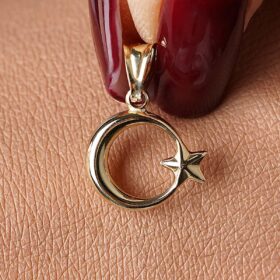 14 Ayar Altın Mini Ay Yıldız Kolye Ucu