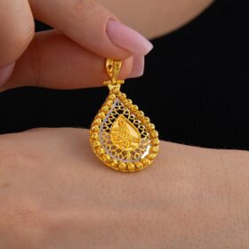 14 Ayar Altın Mini Dorika Top Detaylı Tuğra Kolye Ucu