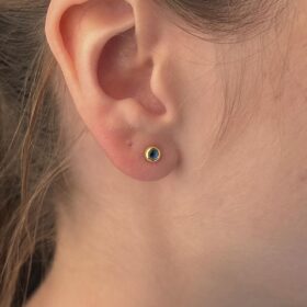 14 Ayar Altın Mini Göz Objeli Küpe