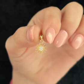 14 Ayar Altın Mini Güneş Kolye Ucu