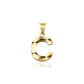 14 Ayar Altın Mini Shine Kolye Ucu C Harfi