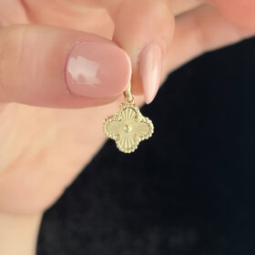 14 Ayar Altın Mini Shine Şans Yoncası Kolye Ucu