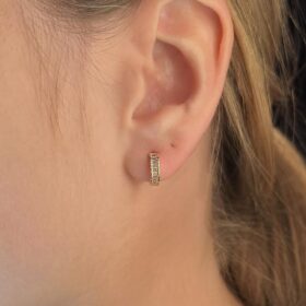 14 Ayar Altın Mini Taş Detaylı Halka Küpe