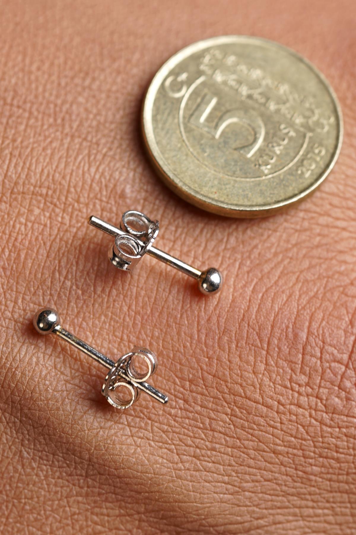 14 Ayar Altın Mini Yuvarlak Top Küpe Erkek - Görsel 3