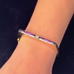 14 Ayar Altın Mor Taş Detaylı Baget Kelepçe