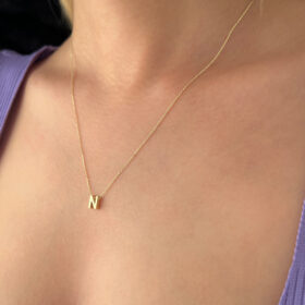 14 Ayar Altın N Harfli Kolye