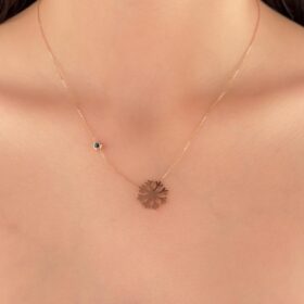 14 Ayar Altın Nazarlık Detaylı Kar Tanesi Kolye