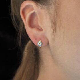 14 Ayar Altın Nazarlık Detaylı Küpe