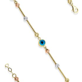 14 Ayar Altın Nazarlık Detaylı Tilki Kuyruğu Bileklik