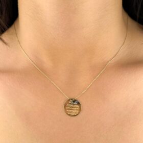 14 Ayar Altın Nazarlık Kolye Ayetel Kürsi Yazılı Kolye 18 mm