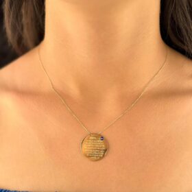 14 Ayar Altın Nazarlık Kolye Ayetel Kürsi Yazılı Kolye 26 mm