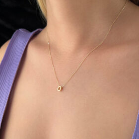 14 Ayar Altın O Harfli Kolye