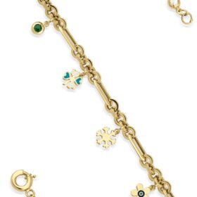 14 Ayar Altın Obje Sallantılı Ataç Şans Bilekliği 2