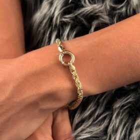 14 Ayar Altın Omegalı Burgu Halat Bileklik 3.90 mm