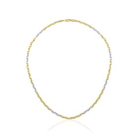 14 Ayar Altın Oval Barlı Yeşil Beyaz Zincir Kolye