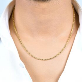 14 Ayar Altın Oval Barlı Zincir Erkek Kolye