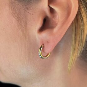 14 Ayar Altın Oyma Detaylı Halka Küpe