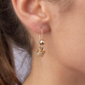 14 Ayar Altın Papatya Sallantılı Pır Pır Küpe