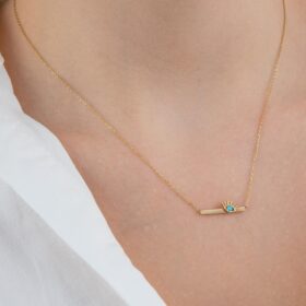 14 Ayar Altın Plaka Kirpik Kolye