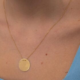 14 Ayar Altın Plaka Kolye