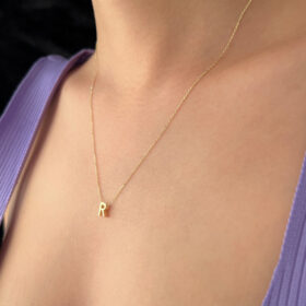 14 Ayar Altın R Harfli Kolye