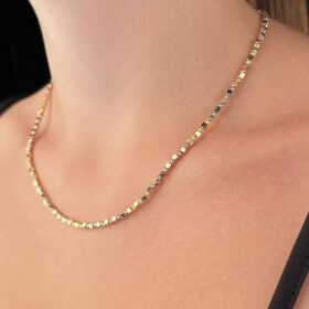 14 Ayar Altın Renkli Dorika Top Detaylı Küp Kolye