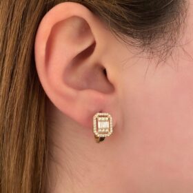 14 Ayar Altın Sarı Baget Küpe