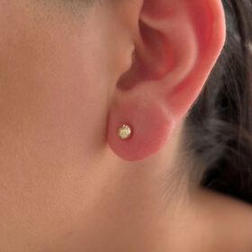 14 Ayar Altın Sarı Işıltılı Top Küpe Küçük