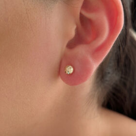 14 Ayar Altın Sarı Işıltılı Top Küpe Orta