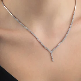 14 Ayar Altın Sarkıt Taş Detaylı Gerdanlık