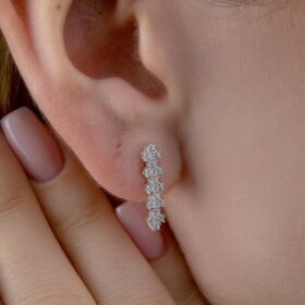 14 Ayar Altın Sarkıt Taş Detaylı Küpe