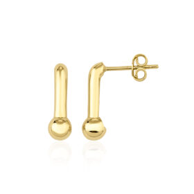 14 Ayar Altın Şerit Ucunda Top Küpe