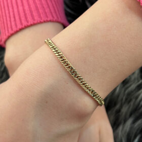 14 Ayar Altın Sık Gurmet Zincir Bileklik 4 mm