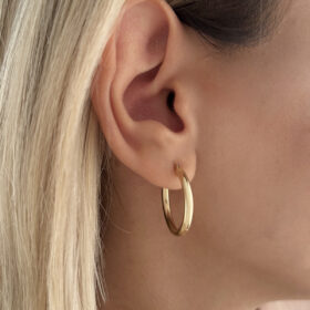 14 Ayar Altın Silindir Halka Küpe 1