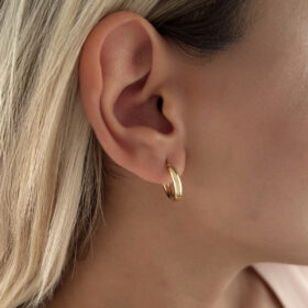 14 Ayar Altın Silindir Halka Küpe 10