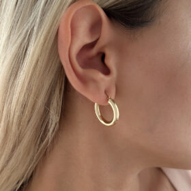 14 Ayar Altın Silindir Halka Küpe 4