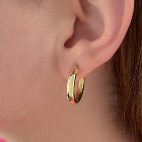 14 Ayar Altın Silindir Halka Küpe