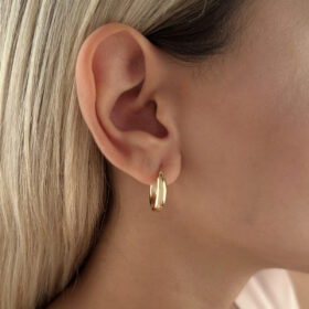 14 Ayar Altın Silindir Halka Küpe 8