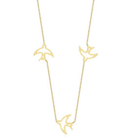 14 Ayar Altın Sıralı Kırlangıç Kolye