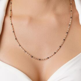 14 Ayar Altın Siyah Mine Detaylı Adelle Kolye