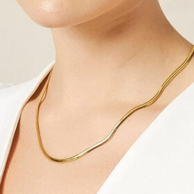 14 Ayar Altın Snake Yassı Kolye