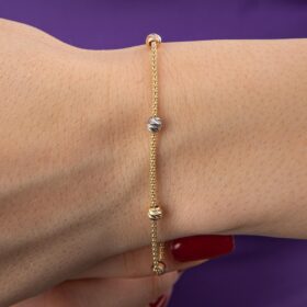 14 Ayar Altın Spica Zincirli Üç Renkli Dorika Bileklik