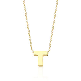 14 Ayar Altın T Harfli Kolye