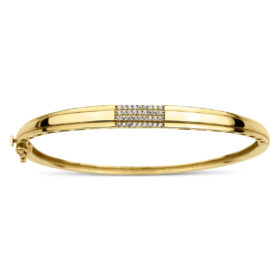 14 Ayar Altın Taş Detaylı Düz Kelepçe